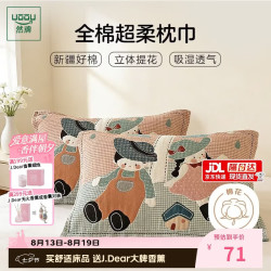 然牌 A类100%纯棉枕巾 防油防汗防脏枕头巾加大加厚 一对装 50*80cm