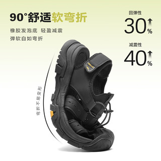 百丽 8RU01BL5 镂空透气 黑色 39 男士凉鞋