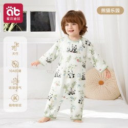 爱贝迪拉 宝宝睡衣竹棉纱布夏季薄款空调服男女童婴幼儿小月龄家居服连体衣