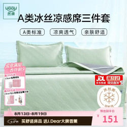然牌 豆豆冰丝凉席三件套 A类凉感席 可机洗空调席 150*200cm绿
