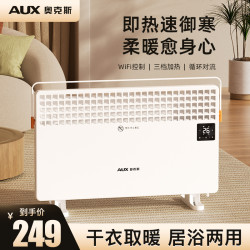 奥克斯 取暖器家用电暖器 客厅对流速热欧式快热炉 浴室防水电暖气片烤火炉速电暖风烘干晾衣 白