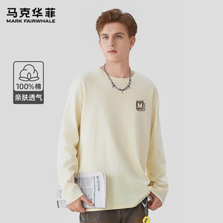 马克华菲 100%棉 浅灰棕咖M标 3XL 男士长袖T恤