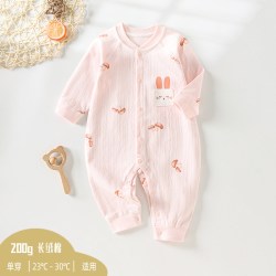 贝贝怡 婴儿连体衣夏季薄款空调服宝宝纯棉睡衣套装新生儿衣服长袖