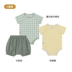KONNY 纯棉网眼包屁衣泡泡裤3件件组套装 宝宝日常搭配