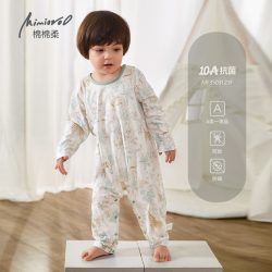 棉棉柔 儿童连体睡衣夏季薄款纯棉a类宝宝衣服男童女空调服春秋长袖家居