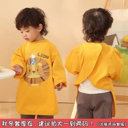 趣沿 宝宝罩衣儿童长袖子防水反穿衣婴儿吃饭围兜防脏护衣画画围裙秋冬