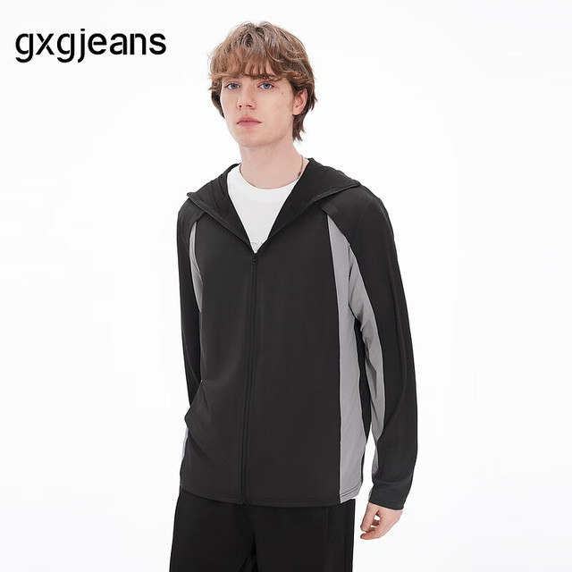 gxgjeans 【限时五折】 美式撞色拼接设计户外运动夹克 黑色