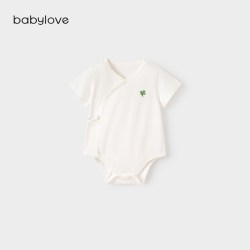 Babylove [限时回馈价]babylove新生儿包屁衣夏季宝宝竹棉提花短袖三角哈衣