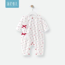 汤尼倍儿 新生儿夏季连体衣纯棉薄款长袖女宝宝哈衣婴儿系带和尚服