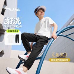 安踏 儿童男大童短袖T恤套装2026夏季新款透气速干运动休闲款一套