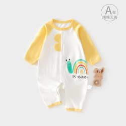 小聪熊 婴儿衣服夏季薄款连体衣小月龄宝宝夏天纯棉透气空调服婴幼儿夏装