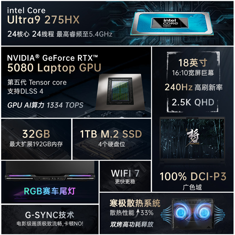 七彩虹 将星X18 MAX Ultra9-275HX RTX5080 游戏本