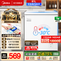 美的 61 升迷你家用单温冷柜 一级能效小户型