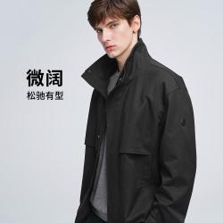 GIOVANNI VALENTINO 秋款翻领时尚宽松休闲简约大气夹克外套男
