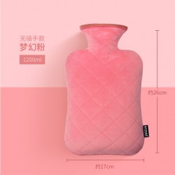 百赛施 德国TUV认证热水袋注水暖水袋毛绒暖手宝保暖 中号1.2L插手优雅肤