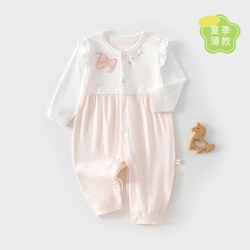 温巢 婴儿夏薄款衣服连体衣夏季婴幼儿宝宝夏天女宝夏装长袖多巴胺女宝