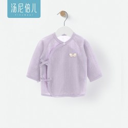 汤尼倍儿 新生儿系带上衣夏季薄款0-6初生婴儿打底衣服纯棉和尚服