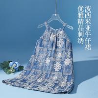 ASK junior 女童裙子夏无袖牛仔裙中长款儿童度假公主裙
