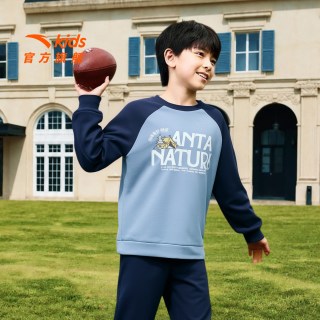 安踏 童装儿童男大童套头衫2026秋季舒适亲肤圆领运动卫衣百搭上衣