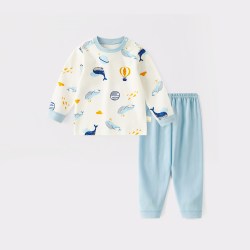 丸图 宝宝秋衣秋裤纯棉男童内衣套装儿童秋季女童衣服婴儿a类全棉睡衣