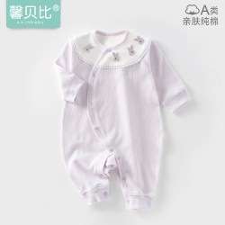 馨贝比 婴儿连体衣春秋纯棉新生儿衣服女宝宝公主哈衣外出爬服秋装
