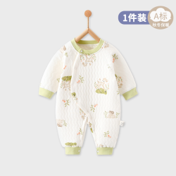 贝乐咿 婴儿连体衣秋冬夹棉保暖哈衣新生儿宝宝加厚透气长袖纯棉衣服爬服