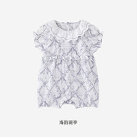 英氏 女宝宝连体衣夏季新款短袖哈衣婴儿爬服外出衣服