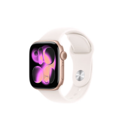 Apple Watch Series 11 智能手表 GPS版 42mm 玫瑰金色铝金属表壳 淡桃粉色运动型表带 M/L