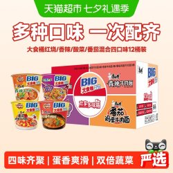 康师傅 大食桶红烧 香辣 酸菜 番茄鸡蛋 混合4口味 12桶