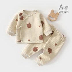 温巢 新生婴儿衣服a类纯棉秋冬分体套装夹棉初生宝宝婴幼儿保暖早秋男3