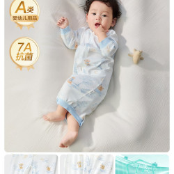 全棉时代 婴儿连体服连身衣爬服秋季新款新生儿衣服纯棉针织两穿