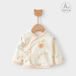 小聪熊 新生婴儿衣服春秋纯棉无骨半背衣0到3个月初生宝宝单上衣a类52码9