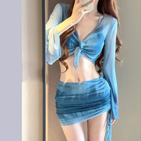 安与·洛施琪 显瘦遮肚 女士比基尼泳衣 S 灰蓝色