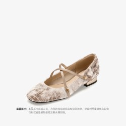 高跟73小时 女鞋一抹明亮2026春季新款法式复古玛丽珍鞋粗跟浅口单鞋