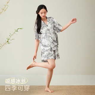 安之伴 冰丝凉感 贝壳黄 L 睡衣家居服套装
