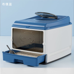 超大号全封闭猫砂盆双门防臭