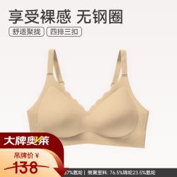 芬腾 文胸 大胸显小款粉底液文胸光面无钢圈收副乳胸罩