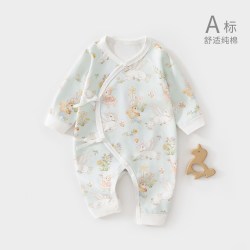 温巢 新生婴儿衣服秋季纯棉连体衣0到3个月新生儿宝宝52码a类婴幼儿小9