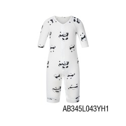 爱慕 婴幼奶皮盼你来顽中性婴幼抗菌七分袖长裤睡袋AB345L043