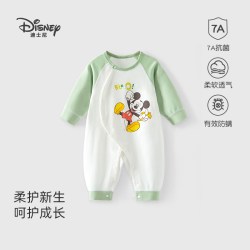 迪士尼 婴儿连体衣新生儿秋季纯棉无骨长袖哈衣和尚服小月龄外出服