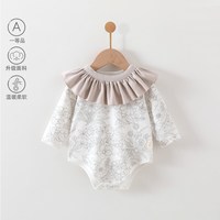 女宝宝包屁衣早春婴儿连体衣舒绒棉长袖小月龄外穿哈衣公主风春装
