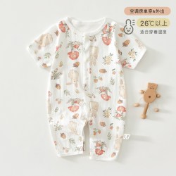 婧麒 JQ婧麒婴儿夏季衣服宝宝纯棉连体衣短袖纯棉哈衣睡衣薄款空调爬服