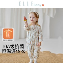 ELLE BABY 婴儿衣服秋冬季男女宝宝长袖爬爬服a类居家保暖连体哈衣