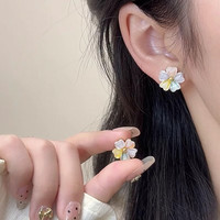 花饰庄园 耳钉女小众设计感轻奢气质耳环2025新款耳饰 彩色花朵耳钉