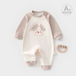 小聪熊 婴儿连体衣秋季纯棉a类婴幼儿衣服早秋外出服洋气小月龄宝宝秋装7
