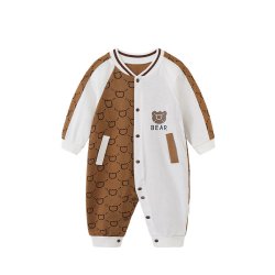 婴儿连体服长袖春秋空调房爬爬服纯棉外出服长袖四季哈衣