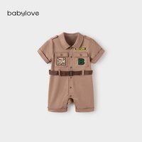 88VIP：Babylove 男宝宝连体衣夏季薄款纯棉短袖哈衣爬服外出工装夏野筑梦