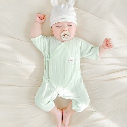 吉启萌 婴儿夏季连体衣新生儿薄款短袖和尚男女幼儿夏装哈衣睡衣宝宝衣服