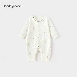 Babylove 婴儿连体衣春秋纯棉长袖女宝宝衣服花韵点瑶