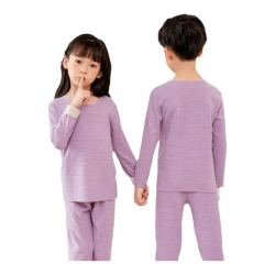 贝贝怡 儿童羊毛桑蚕丝保暖内衣套装秋冬男女童秋衣秋裤小孩家居服